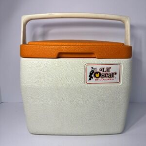 Vintage Coleman Lil Oscar Cooler Orange White Retro Personal Portable Camping